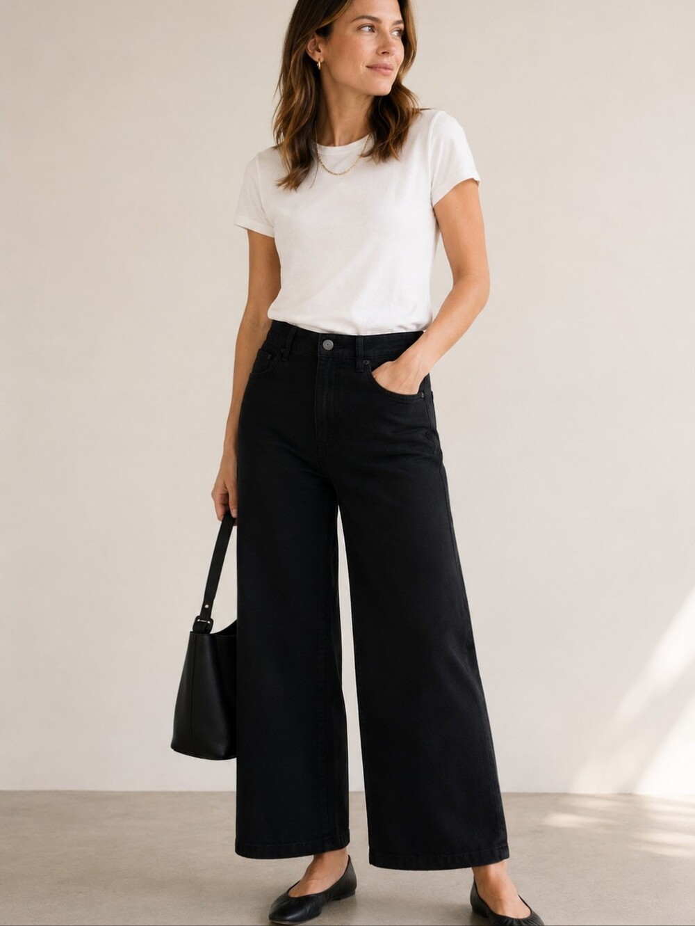 NYDJ Teresa Wide Leg Jeans Women’s Size 10 Black High Rise Lift Tuck Stretch